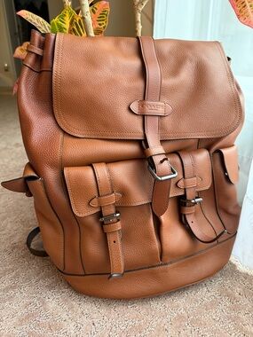 NWOT Coach Unisex Soft Leather Cinch Backpack in Chesnut Brown